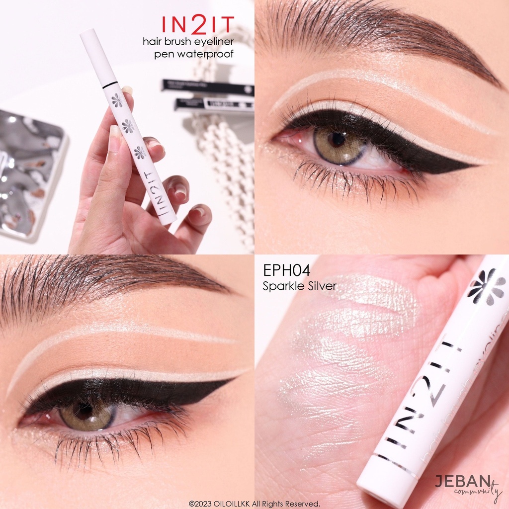 IN2IT Hair Brush Eyeliner Pen Waterproof - EPH04 Sparkle Silver