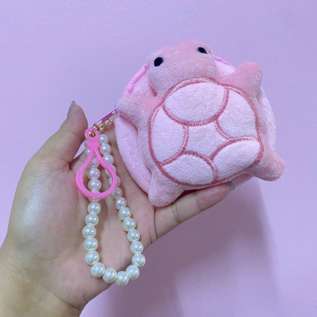 Pink Turtle Pouch Bag Charm