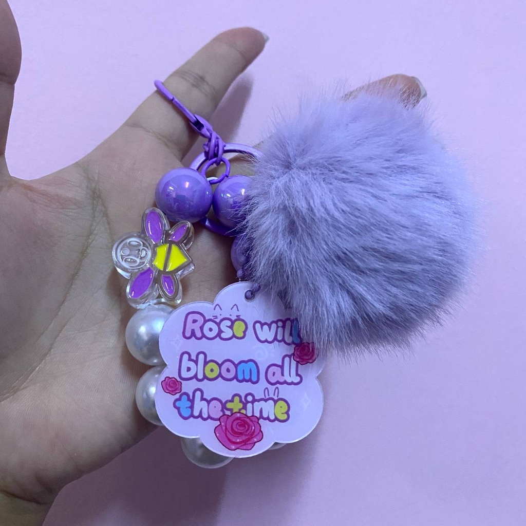 Pearl & Pom Keychain - Purple