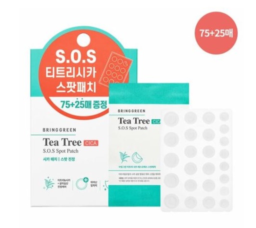 BRING GREEN Tea Tree Cica SOS Spot Patch 75+25 pcs