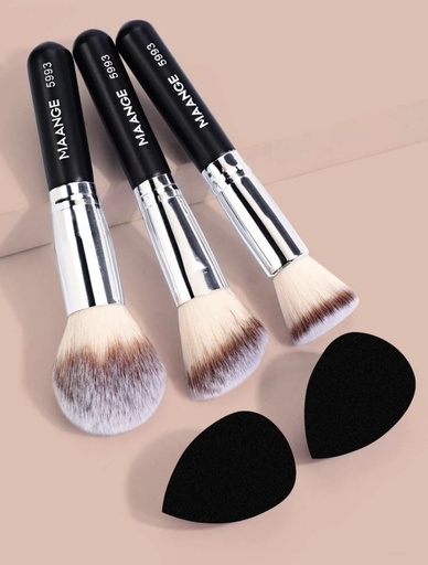 MAANGE 3pcs Makeup Brushes & 2pcs Beauty Blenders